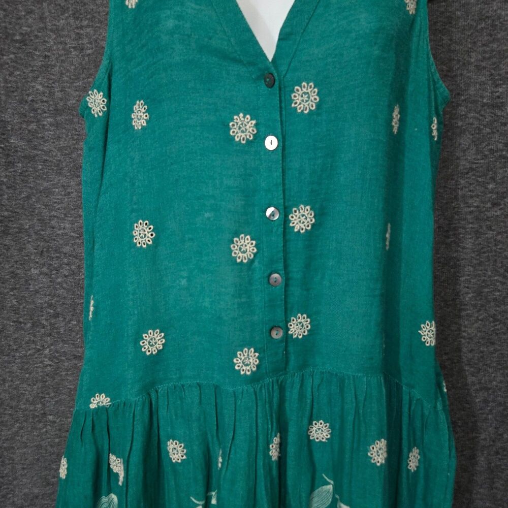 Maeve Anthropologie Pippa Green Swing Dress Womens XS Eyelet Embroidered - Picture 4 of 10